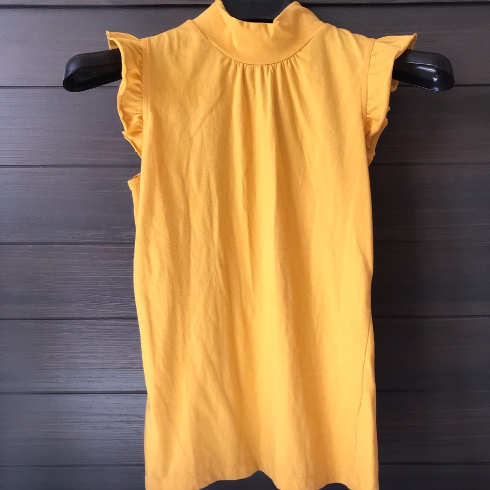Yellow Turtleneck w/ Ruffle Sleeves